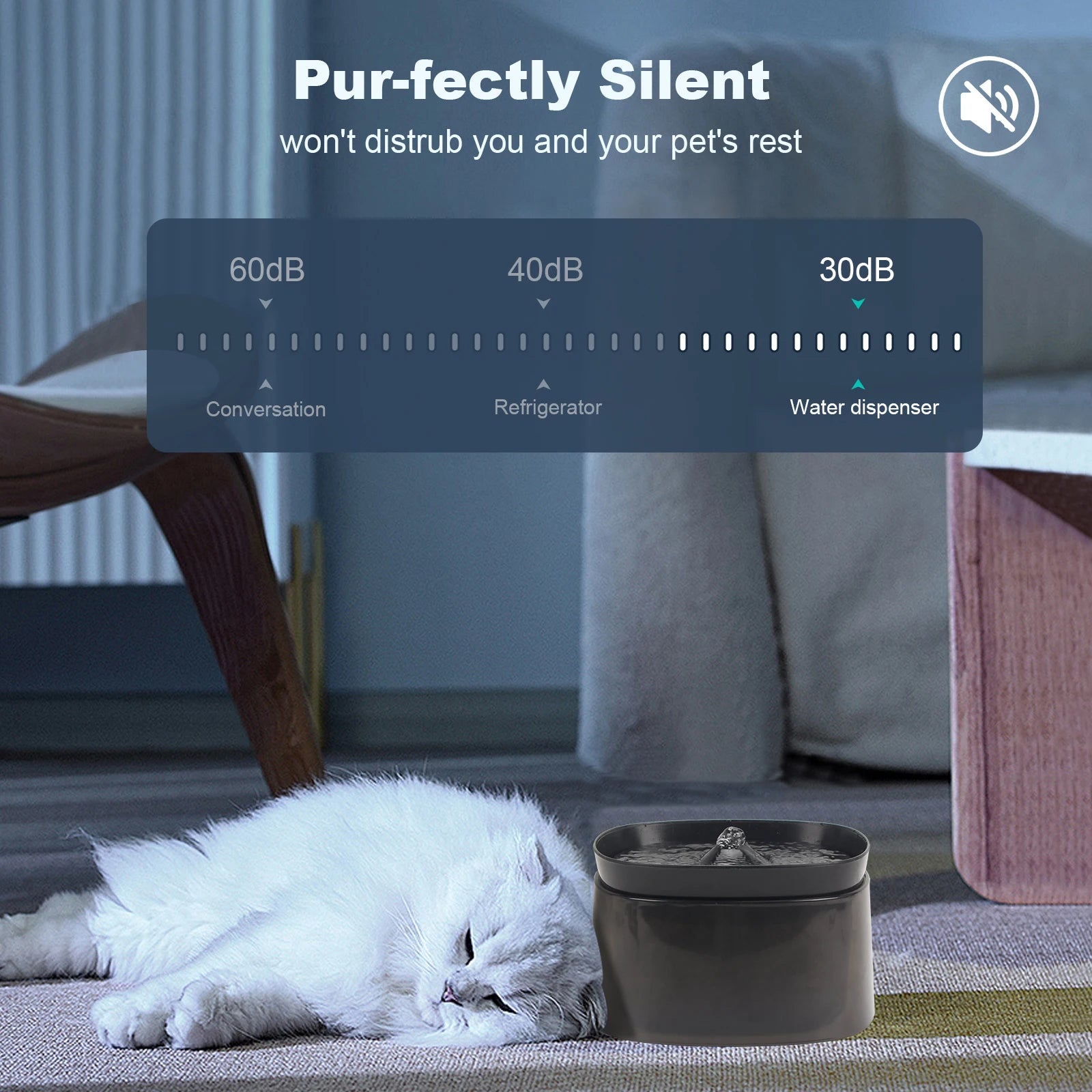 Low Decibel Pet Water Dispenser with Nozzle Cat Dog Automatic Water Dispenser Electric Recirculate Filtring Drinker Pet Supplies