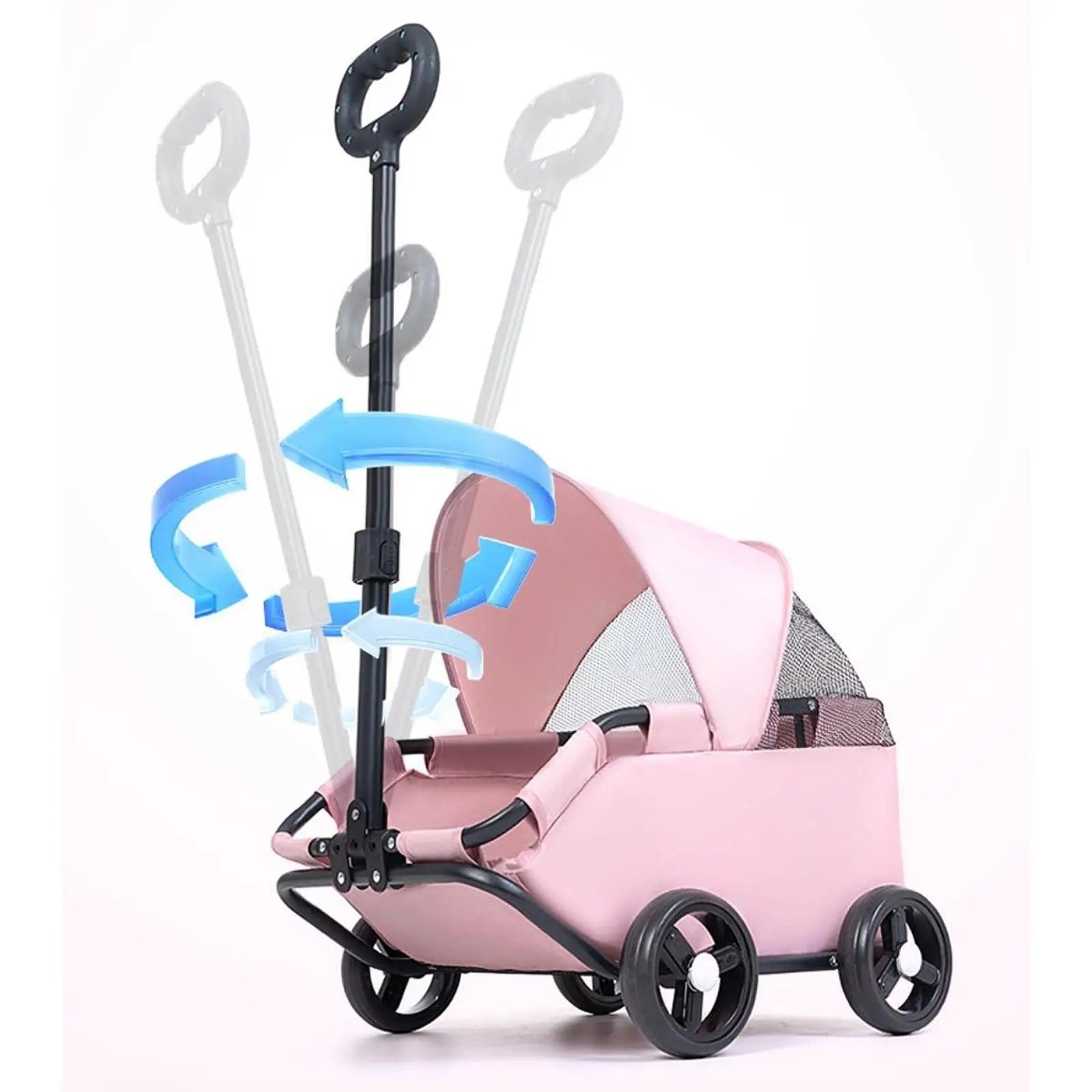 Pet Stroller Portable Dog Pram 4 Wheels Pet Travel Carrier Stroller with Sun Cover Breathable for Small Medium Pet Cats Dogs
