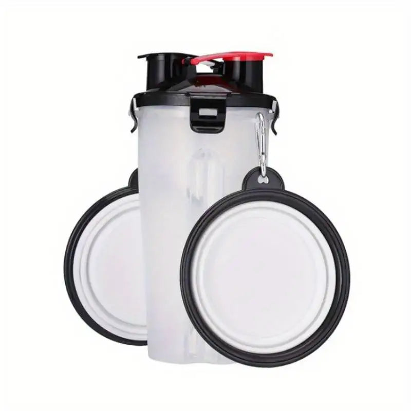 Pets Feeding Kits Portable 2 In 1 Pet Water Bottle with Food Container Dog 2pcs Collapsible Feeder Bowls Outdoor Walking D0018A