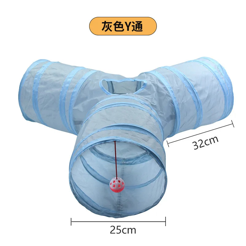 Grey Cat Toy Tunnel Playground Cat Scratching Tunnel Running Drilling Ground Dragon Toy Supplies Lightweight Durable