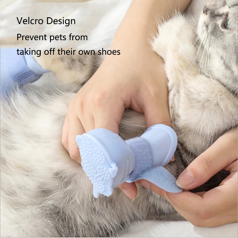 4Pcs/Set Pet Dog Rain Shoes Anti Slip Waterproof Cat Shoe Rubber Boots for Outdoor Footwear Socks Dogs Cats Foot Cover