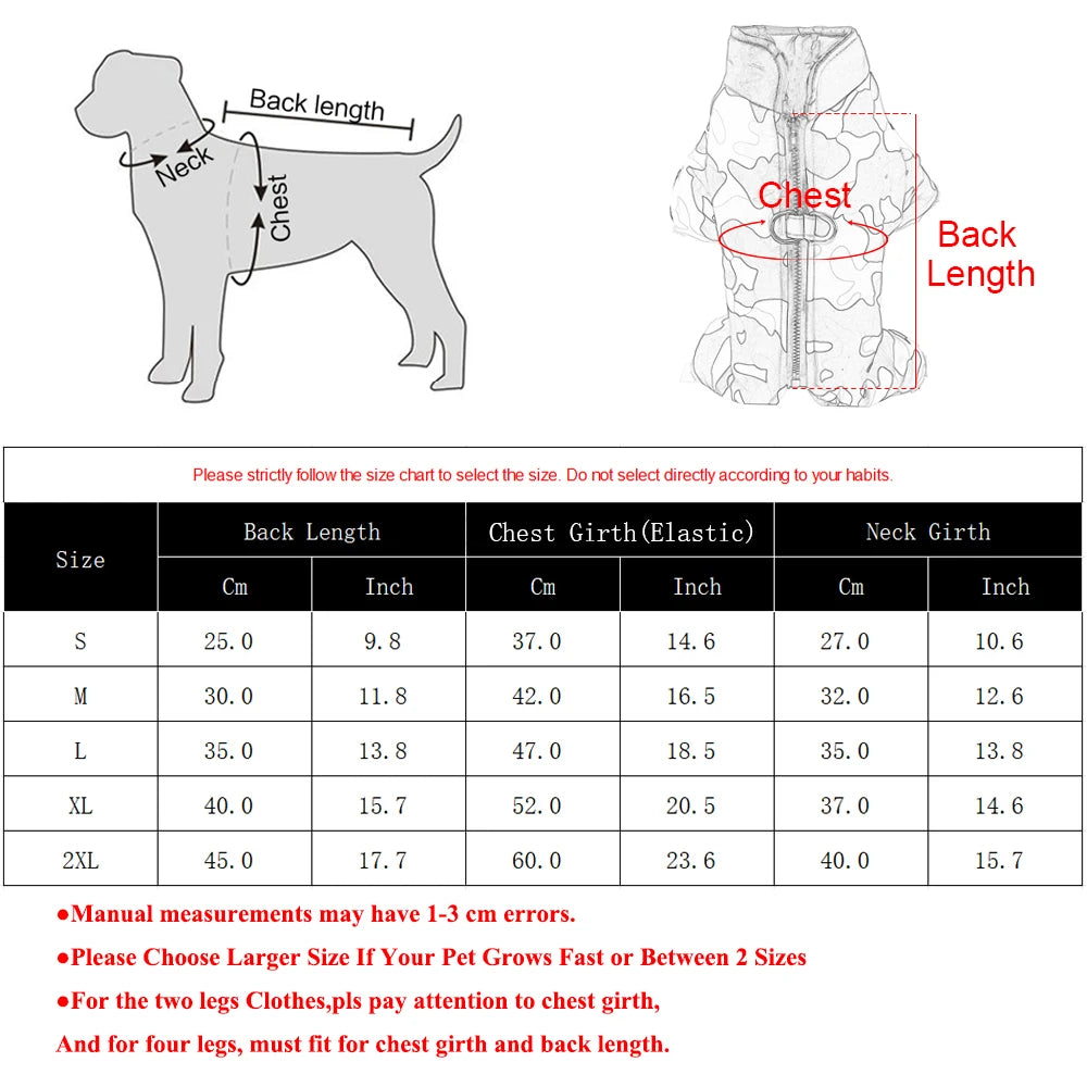 Waterproof Dog Jumpsuit Puppy Jacket For Small Dogs Coat With D-ring Winter Reflective Pet Overalls Camouflage Chihuahua Costume