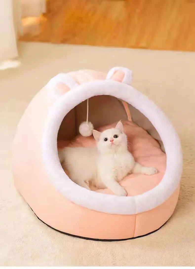 Warm Cat Nest House Cave Cat Bed Kennel Cats Four Seasons Universal Semi-Closed Cute and Comfortable Cat Nest Kittens Cave