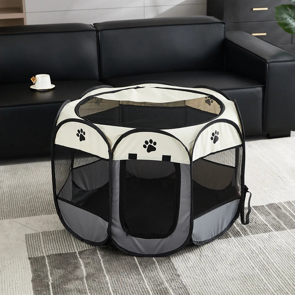 Foldable Pet Tent Durable Grip Cat House Oxford Cloth Octagonal Pet Fence Portable Outdoor Small Dog Cages Cat Fences Dog Kennel