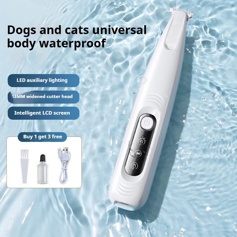 Upgrade Dog Paw Trimmer with LED Light Waterproof Portable Pet Hair Trimmer with Display Dog Clippers Grooming 18mm Widen Blade