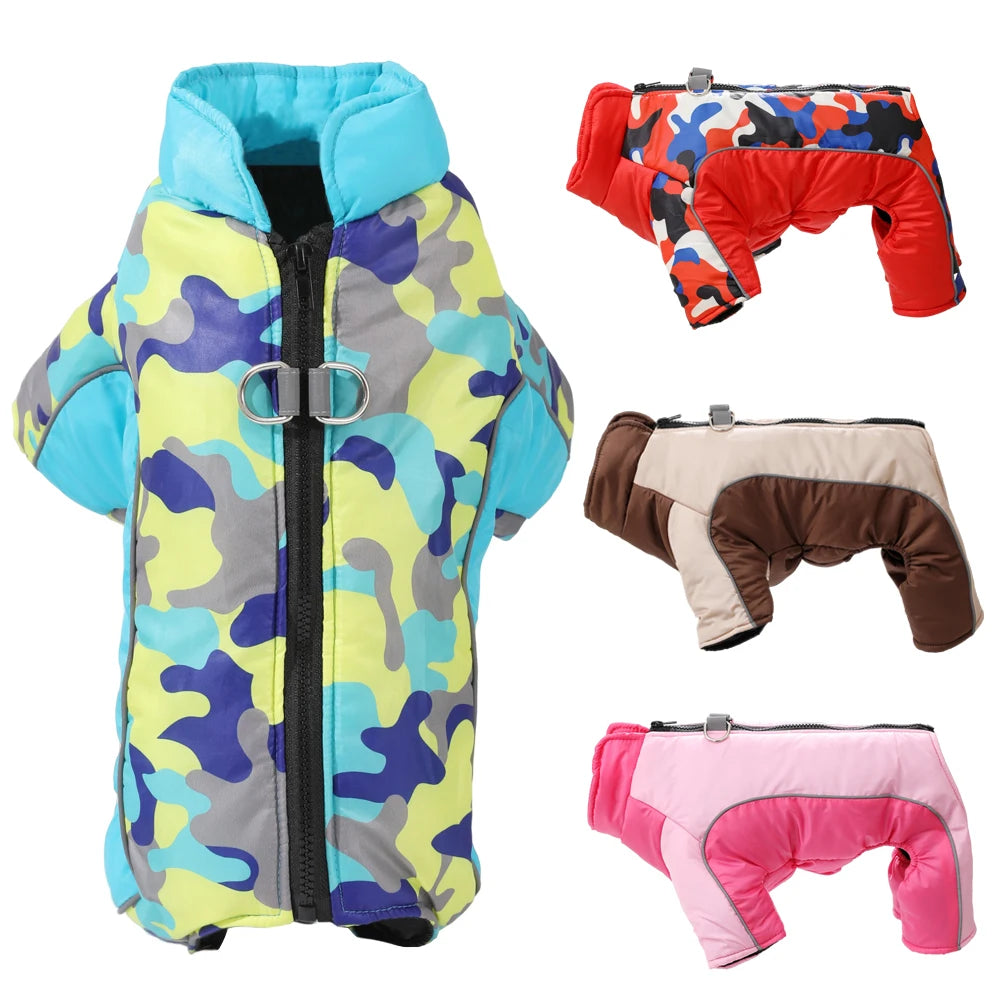 Waterproof Dog Jumpsuit Puppy Jacket For Small Dogs Coat With D-ring Winter Reflective Pet Overalls Camouflage Chihuahua Costume