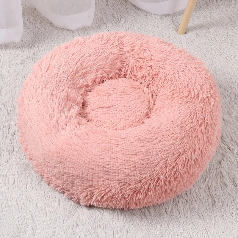 40/50/60cm Round Pet Bed for Large Dog Bed Super Soft Cat Bed Long Plush Dog House for Medium Dog House Winter Warm Sleeping
