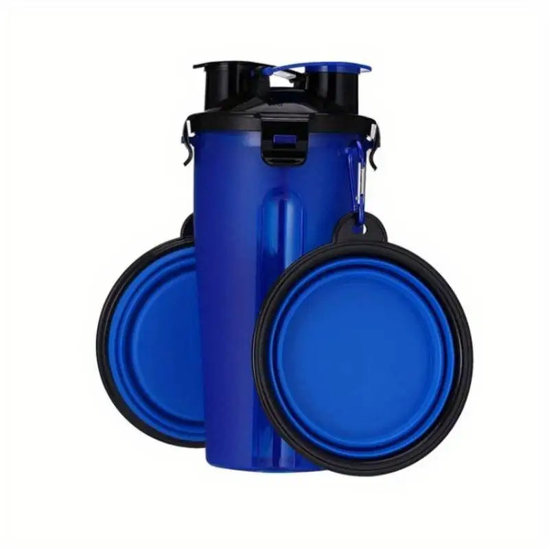 Pets Feeding Kits Portable 2 In 1 Pet Water Bottle with Food Container Dog 2pcs Collapsible Feeder Bowls Outdoor Walking D0018A
