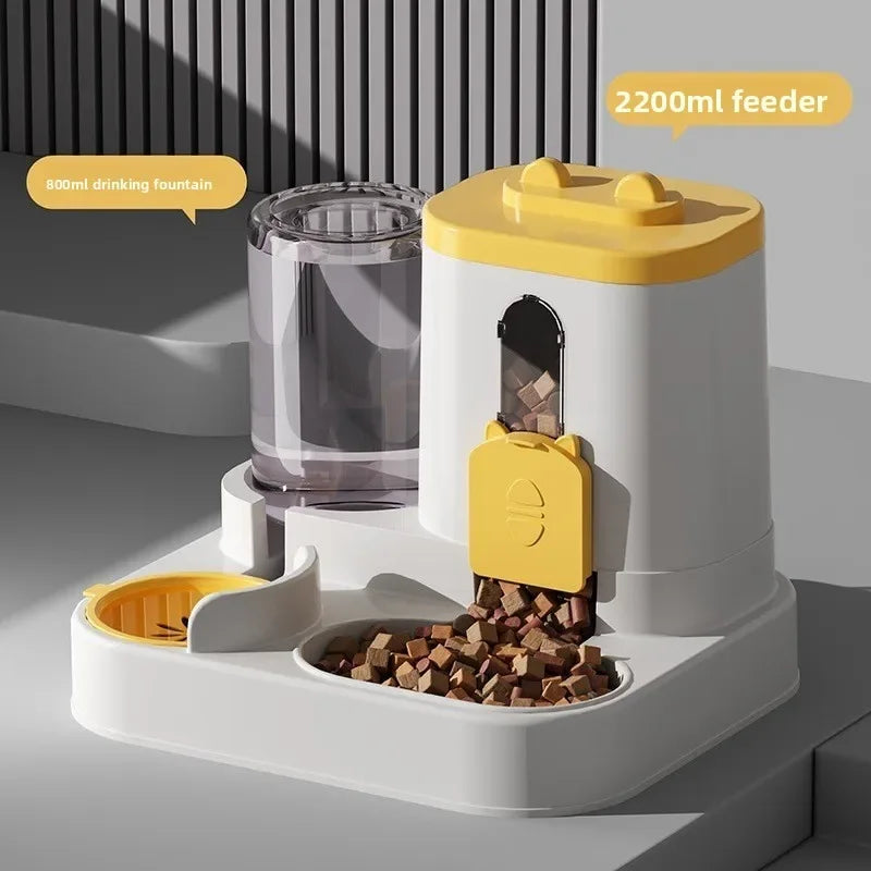 Automatic Cat Feeder Water Dispenser Set, 2 In 1 Tilted Automatic Pet Food And Water Feeder Gravity Food Feeder and Waterer