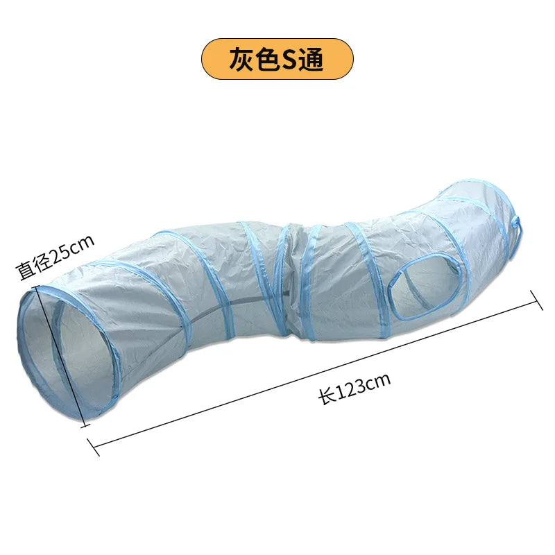 Grey Cat Toy Tunnel Playground Cat Scratching Tunnel Running Drilling Ground Dragon Toy Supplies Lightweight Durable