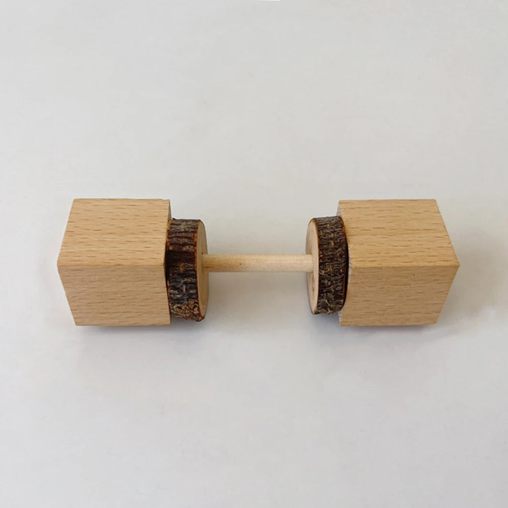 1 pc Natural Wood Hamster Chewing Toy Dumbbell Shaped Bite Toy for Small Animal Pet Hamster Bird Rabbit Toy Cage Molars Supplies