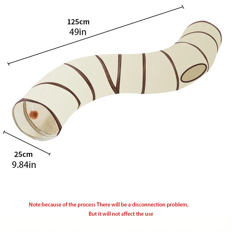Beige Pet Cat Tunnel Toys Foldable Pet Cat Kitty Training Interactive Fun Toy For Cats Rabbit Animal Play Tunnel Tube