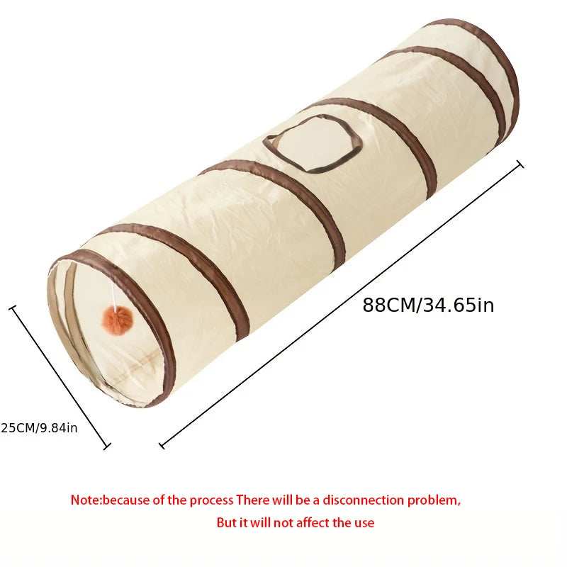 Beige Pet Cat Tunnel Toys Foldable Pet Cat Kitty Training Interactive Fun Toy For Cats Rabbit Animal Play Tunnel Tube