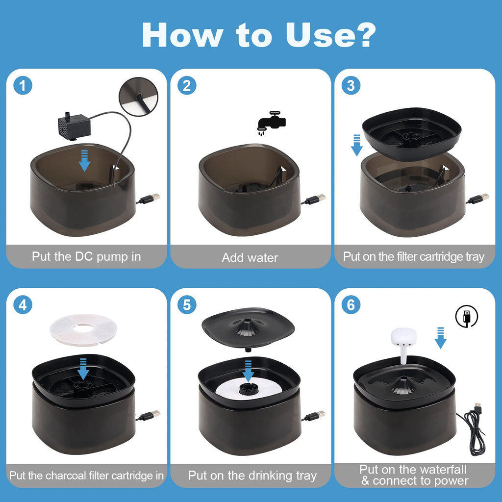 Low Decibel Pet Water Dispenser with Nozzle Cat Dog Automatic Water Dispenser Electric Recirculate Filtring Drinker Pet Supplies