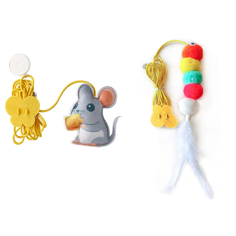 Pet Cat Toys Elasticity Retractable Hanging Door Type Interactive Toy For Kitten Mouse  Catnip Scratch Rope Toy Pet Supplies
