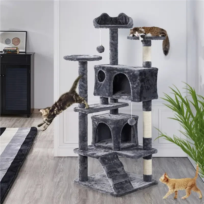 Large Cat House for for Kittens & Cat Tree Cat Tower Condo with 2 Condos Scratching Posts Large Cat House for for Kittens & Cats