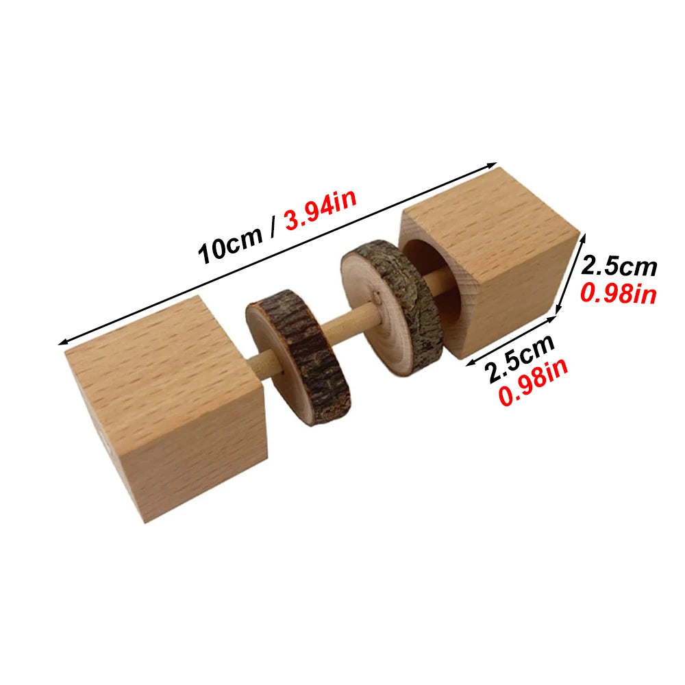 1 pc Natural Wood Hamster Chewing Toy Dumbbell Shaped Bite Toy for Small Animal Pet Hamster Bird Rabbit Toy Cage Molars Supplies