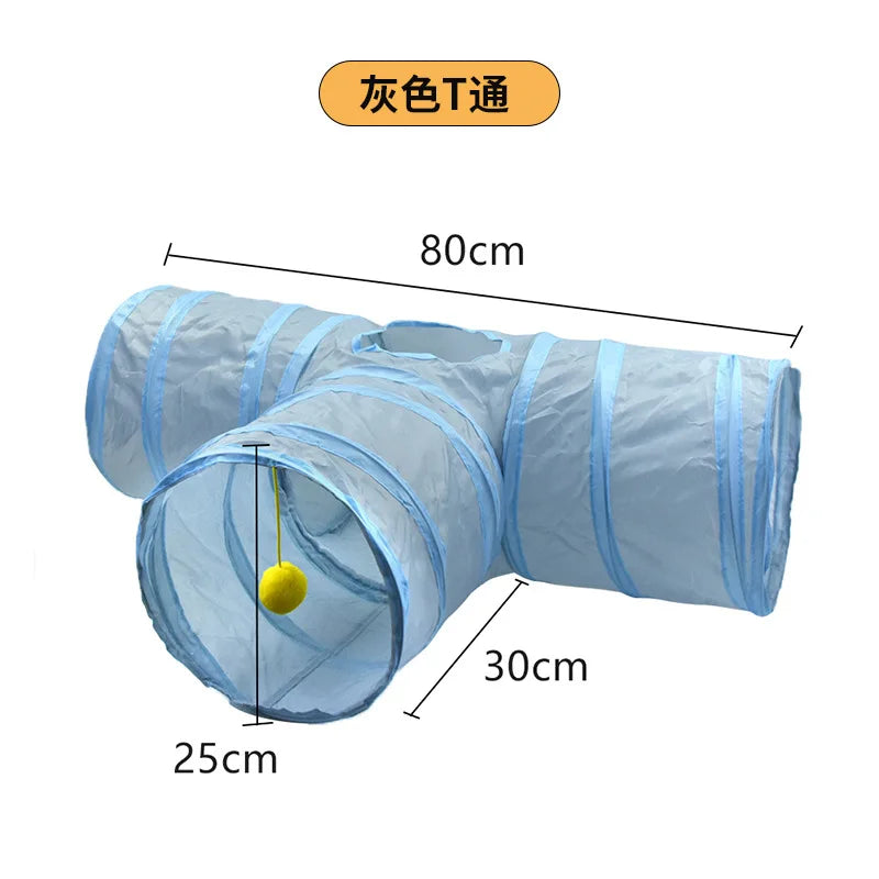 Grey Cat Toy Tunnel Playground Cat Scratching Tunnel Running Drilling Ground Dragon Toy Supplies Lightweight Durable