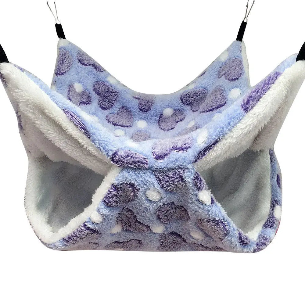 Small Animal Hammock Coral Fleece+Arctic Fleece Pet Hanging Hammock Hamster Ferret Rat Squirrel Cage Nest Warm Beds House Toys