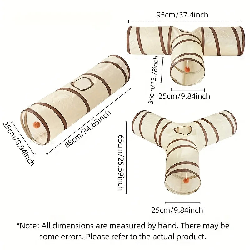 Beige Pet Cat Tunnel Toys Foldable Pet Cat Kitty Training Interactive Fun Toy For Cats Rabbit Animal Play Tunnel Tube