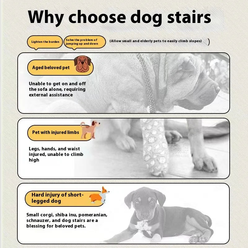 Ladder Dogs Pets Bone Shape Puppy Stairs Beside The Sofa Bed Ramp for Dogs Protecting Pet Joint Safety Stairs for Elderly Dogs