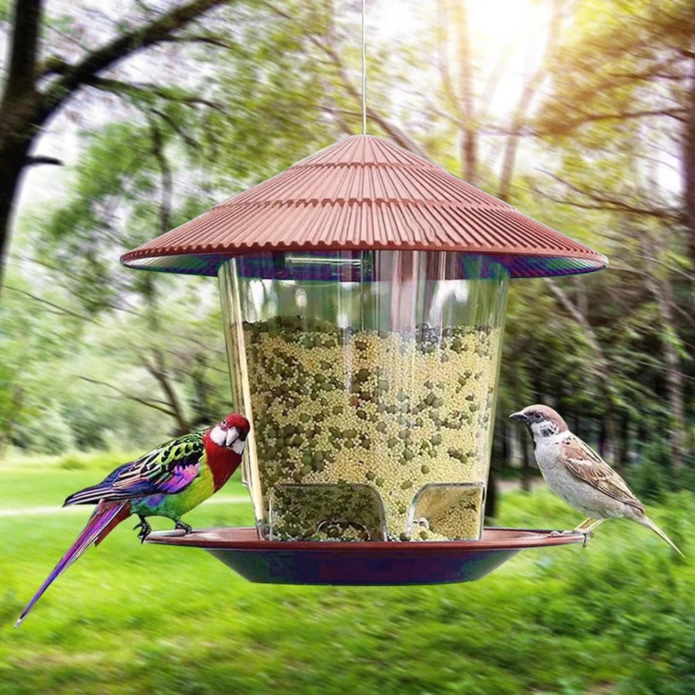Plastic Bird Feeder Transparent Hanging Peanut Nut Feeding Station Outdoor Garden Seed Food Dispenser Holder Containers