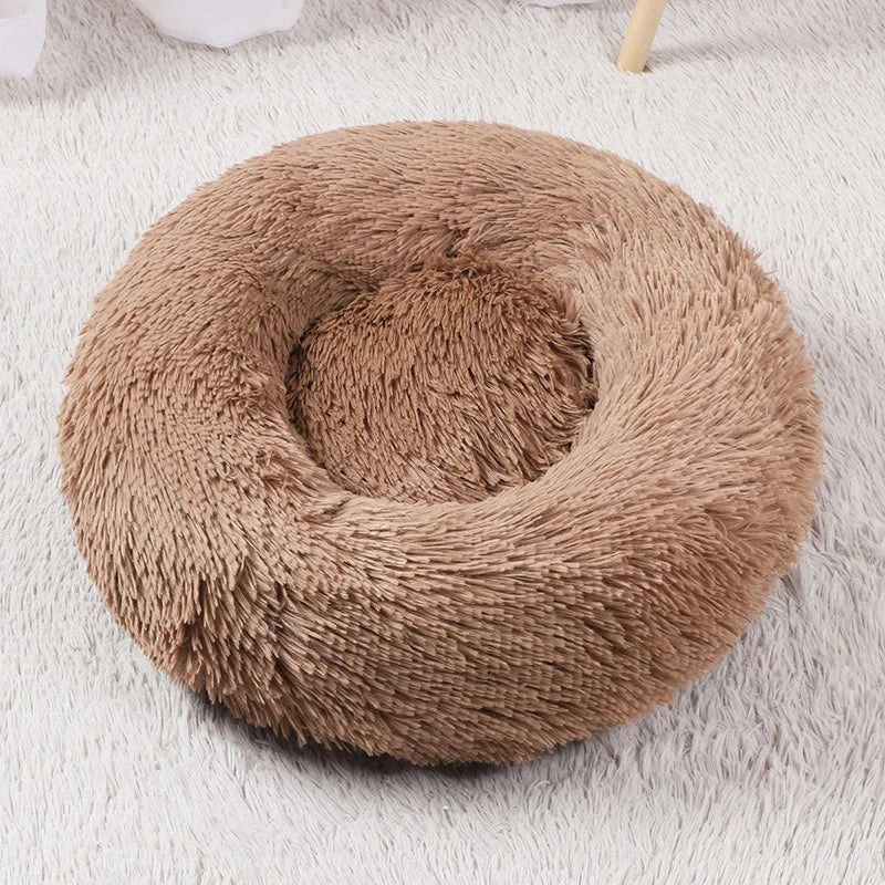 40/50/60cm Round Pet Bed for Large Dog Bed Super Soft Cat Bed Long Plush Dog House for Medium Dog House Winter Warm Sleeping