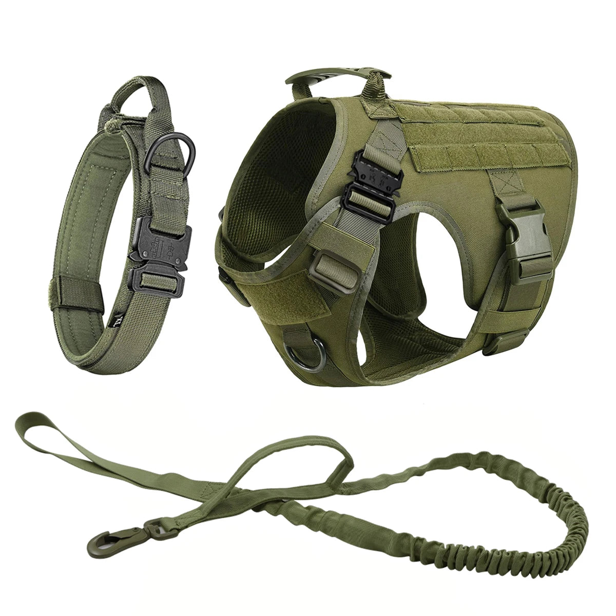 Large Dog Tactical Harness Collar Leash Molle Pouches Pet Training Vest Military German Shepherd Harnesses Dogs Accessories
