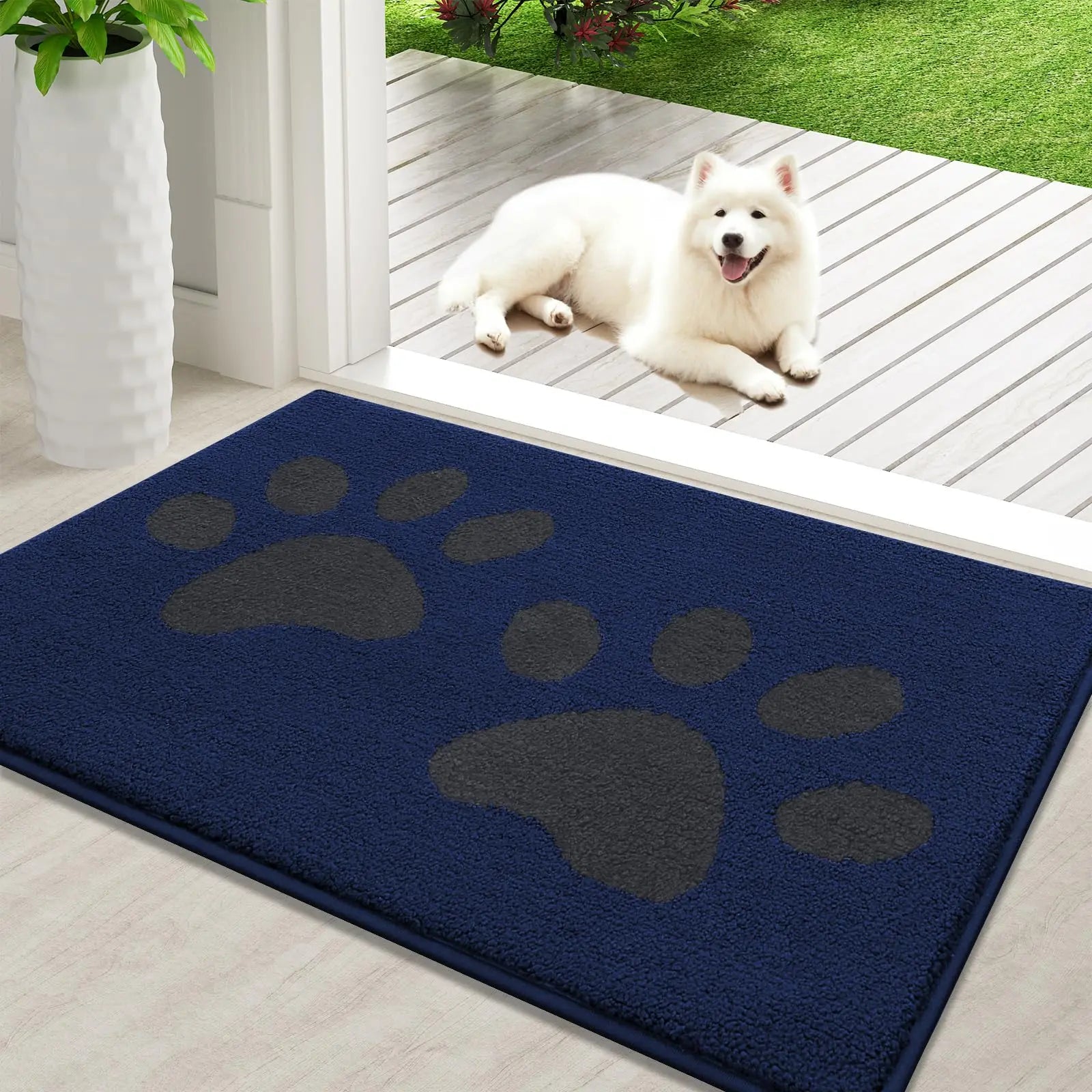 Olanly Quick Dry Chenille Mud Mat For Dogs Dog Door Mat For Muddy Paws Absorbent Dirt Trapper Non-Slip INdoor Door Mat For Floor