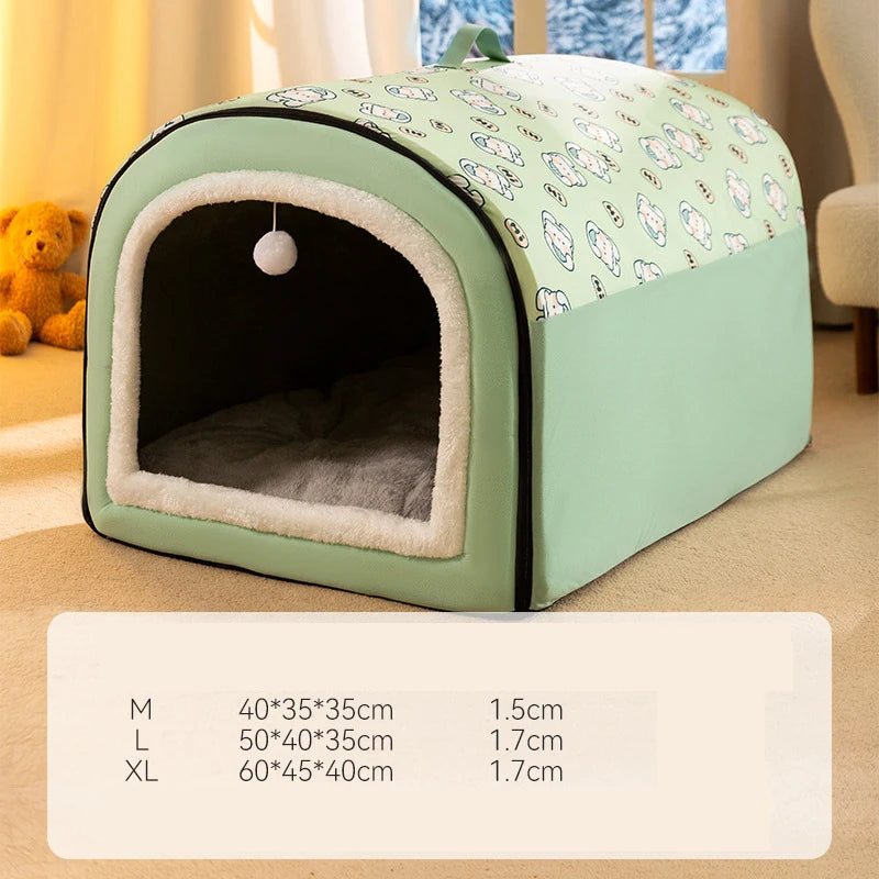 Winter Dog Bed Self-Warming Puppy House Cozy Cat Sleeping Tent Cave Beds Indoor Kitten Nest Kennel Hut for Small Medium Dog Cats