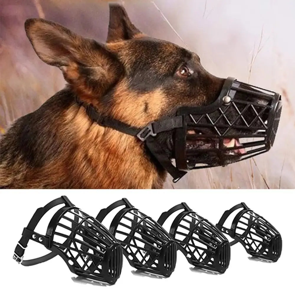Soft Plastic and Leather Strong Dog Muzzle Basket Design Anti-biting Adjusting Straps Mask Dog Muzzle for Small Medium Large Dog