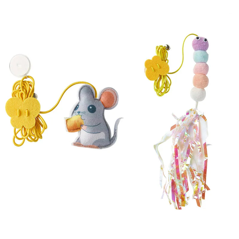 Pet Cat Toys Elasticity Retractable Hanging Door Type Interactive Toy For Kitten Mouse  Catnip Scratch Rope Toy Pet Supplies
