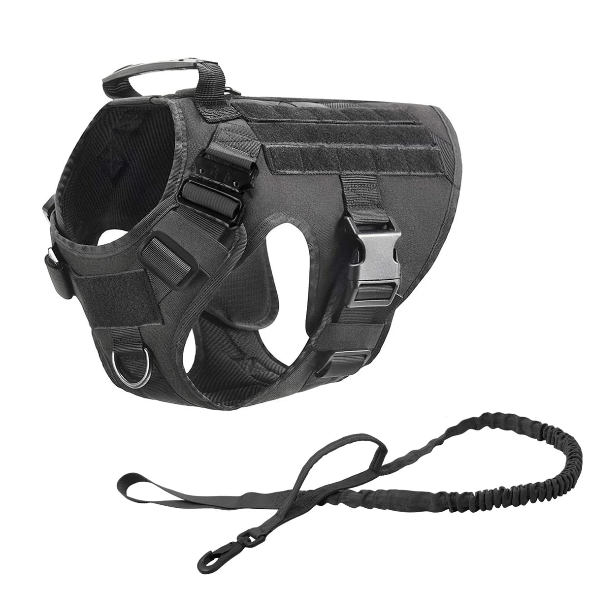 Tactical Dog Harness Leash Collar Molle Pouches for Medium Large Dogs Training Military Pet Vest Adjustable Service Dog Harness