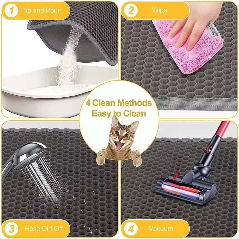 Pet Cat Litter Mat Waterproof Clean Pad for Cat Litter Box Durable and Easy to Clean Double Layer Cat Litter Trapping