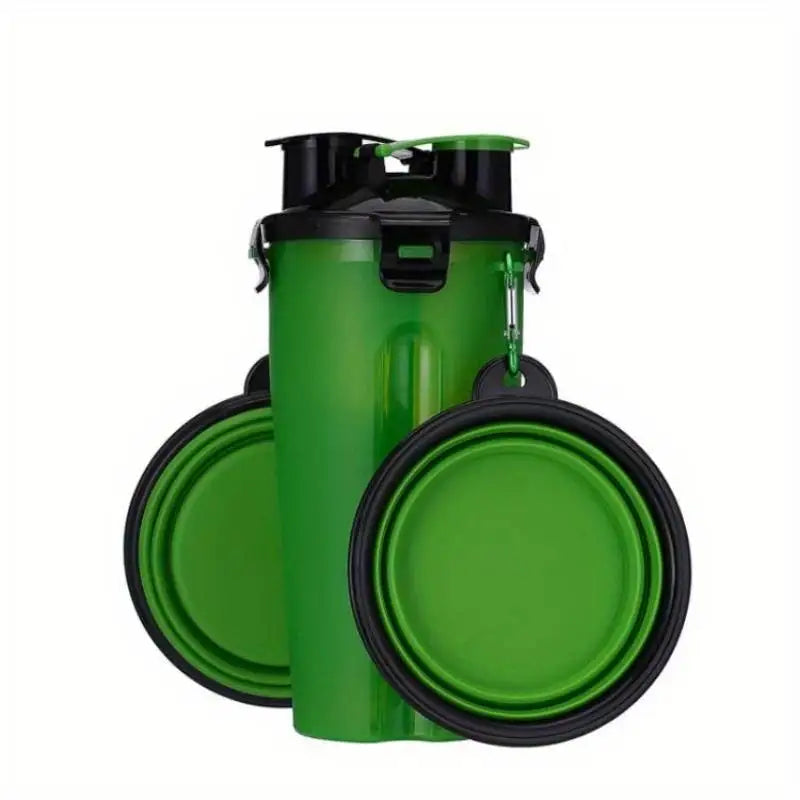 Pets Feeding Kits Portable 2 In 1 Pet Water Bottle with Food Container Dog 2pcs Collapsible Feeder Bowls Outdoor Walking D0018A