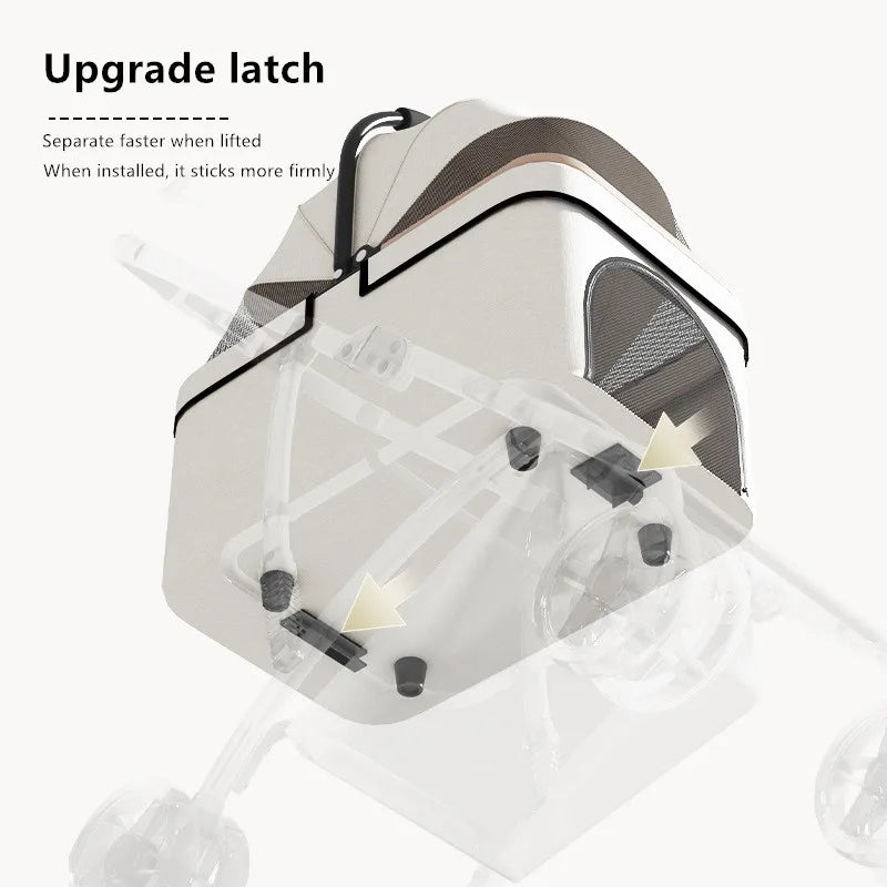 3-in-1 Pet Trolley Portable Folding Cat Dog Stroller Detachable Carry Basket Pet Trolley for Small and Medium-sized Dog Cat