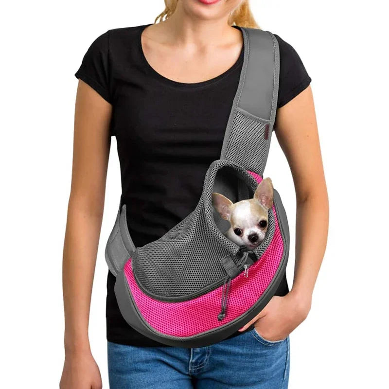 Pet Dog Portable Carrier Breathable Mesh Travel Safe Puppy Shoulder Bag with Adjustable Non-Slip Strap for Small Dogs Cats