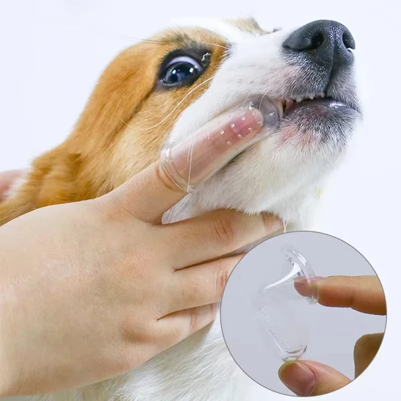 Pet silicone finger cots Teeth Cleaning Bad Breath Care Cat and dog brush finger cots Cleaning Silicagel Pet Supplies