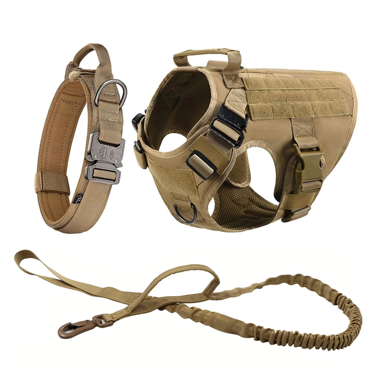 Large Dog Tactical Harness Collar Leash Molle Pouches Pet Training Vest Military German Shepherd Harnesses Dogs Accessories