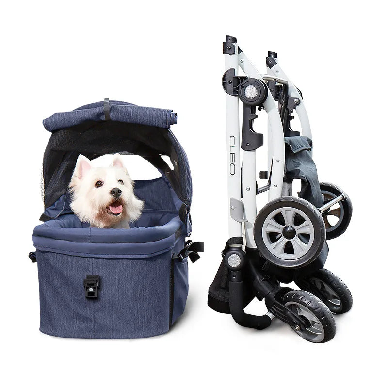 Pet Strollers Puppy Removable Folding Basket Small Dog Teddy Cat Supplies