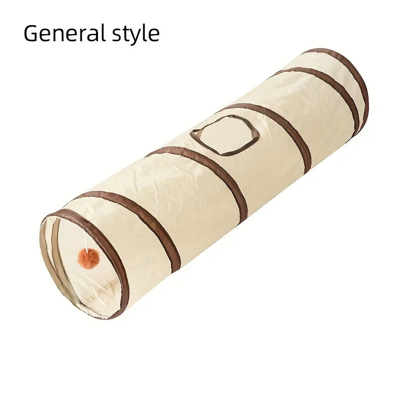 Beige Pet Cat Tunnel Toys Foldable Pet Cat Kitty Training Interactive Fun Toy For Cats Rabbit Animal Play Tunnel Tube
