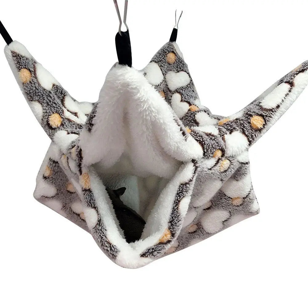 Small Animal Hammock Coral Fleece+Arctic Fleece Pet Hanging Hammock Hamster Ferret Rat Squirrel Cage Nest Warm Beds House Toys