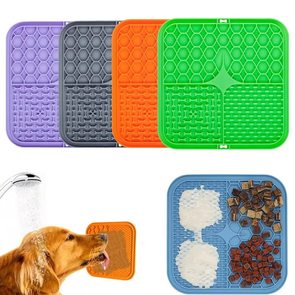 Pet Licking Plate, Slow Food Plate, Licking Pad, Silicone Pet Slow Food Tableware Bowl, Suction Cup, Dog Licking Pad, Slow Food Anti-Choking Pad