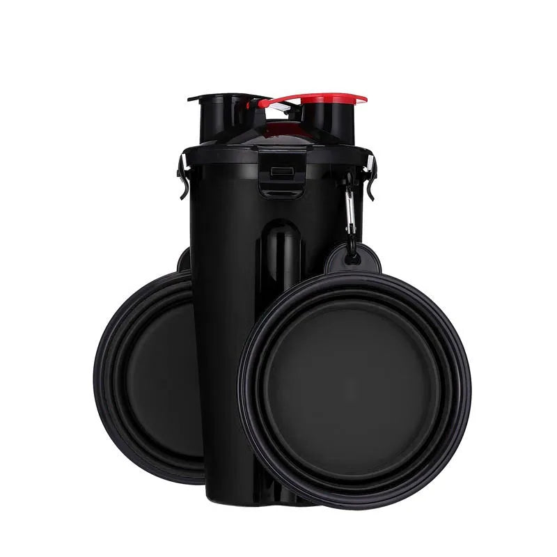 Pets Feeding Kits Portable 2 In 1 Pet Water Bottle with Food Container Dog 2pcs Collapsible Feeder Bowls Outdoor Walking D0018A