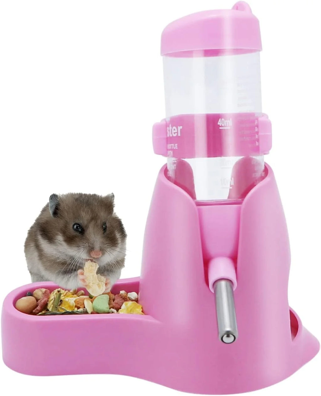 3 in 1 Hamster Hanging Water Bottle 80ml Pet Auto Dispenser with Base for Dwarf Hamster Mouse Rat Hedgehog
