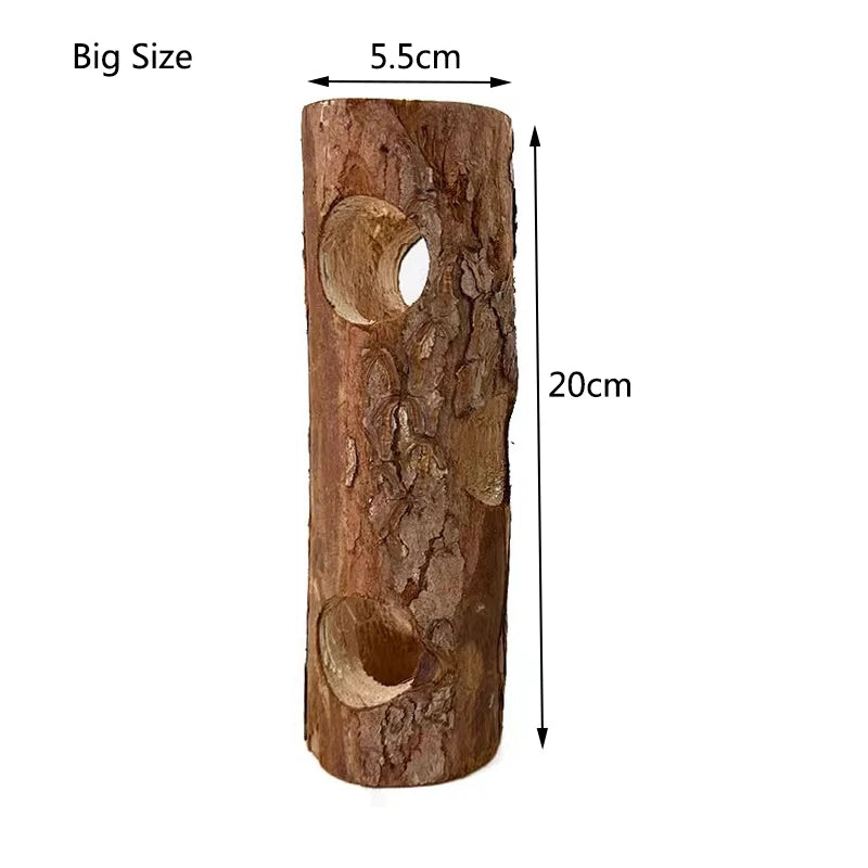 Hamster Natural Wooden Tunnels Tubes Bite-resistant Hideout Tunnel Molar Toy For Small Pet Toy Forest Hollow Tree Trunk