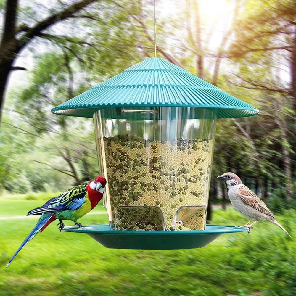 Plastic Bird Feeder Transparent Hanging Peanut Nut Feeding Station Outdoor Garden Seed Food Dispenser Holder Containers