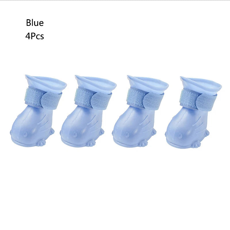 4Pcs/Set Pet Dog Rain Shoes Anti Slip Waterproof Cat Shoe Rubber Boots for Outdoor Footwear Socks Dogs Cats Foot Cover