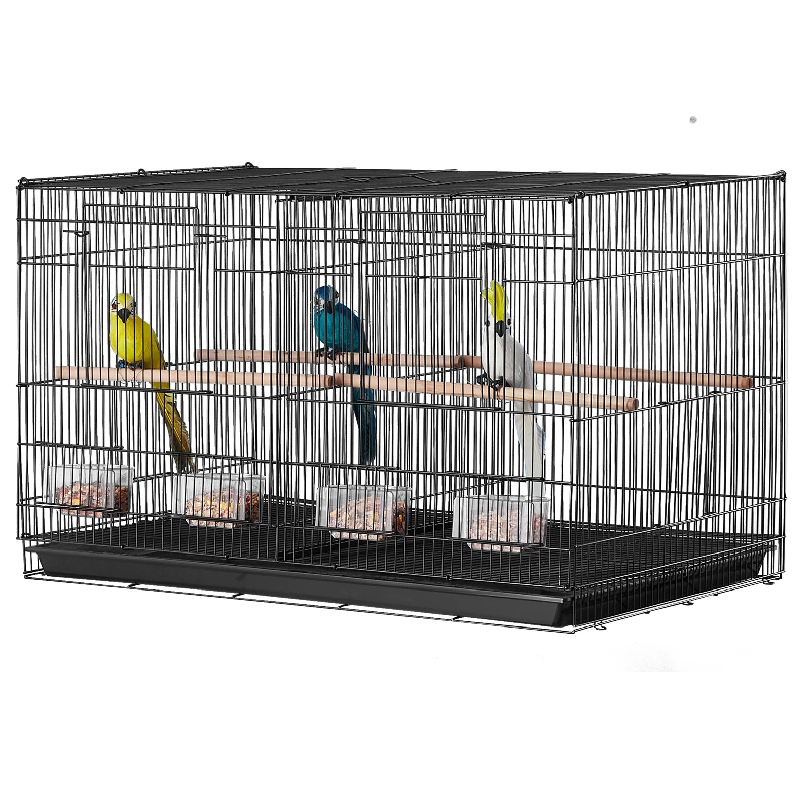 SucceBuy 30In Flight Bird Cage Stackable Divided Small Animal Cage for Kinds of Birds Pet Travel Birdcage with Handle and Perche