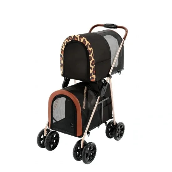 Factory Direct Twin Layer Carrier Separable Foldable Pet Stroller Small Dog Trolley